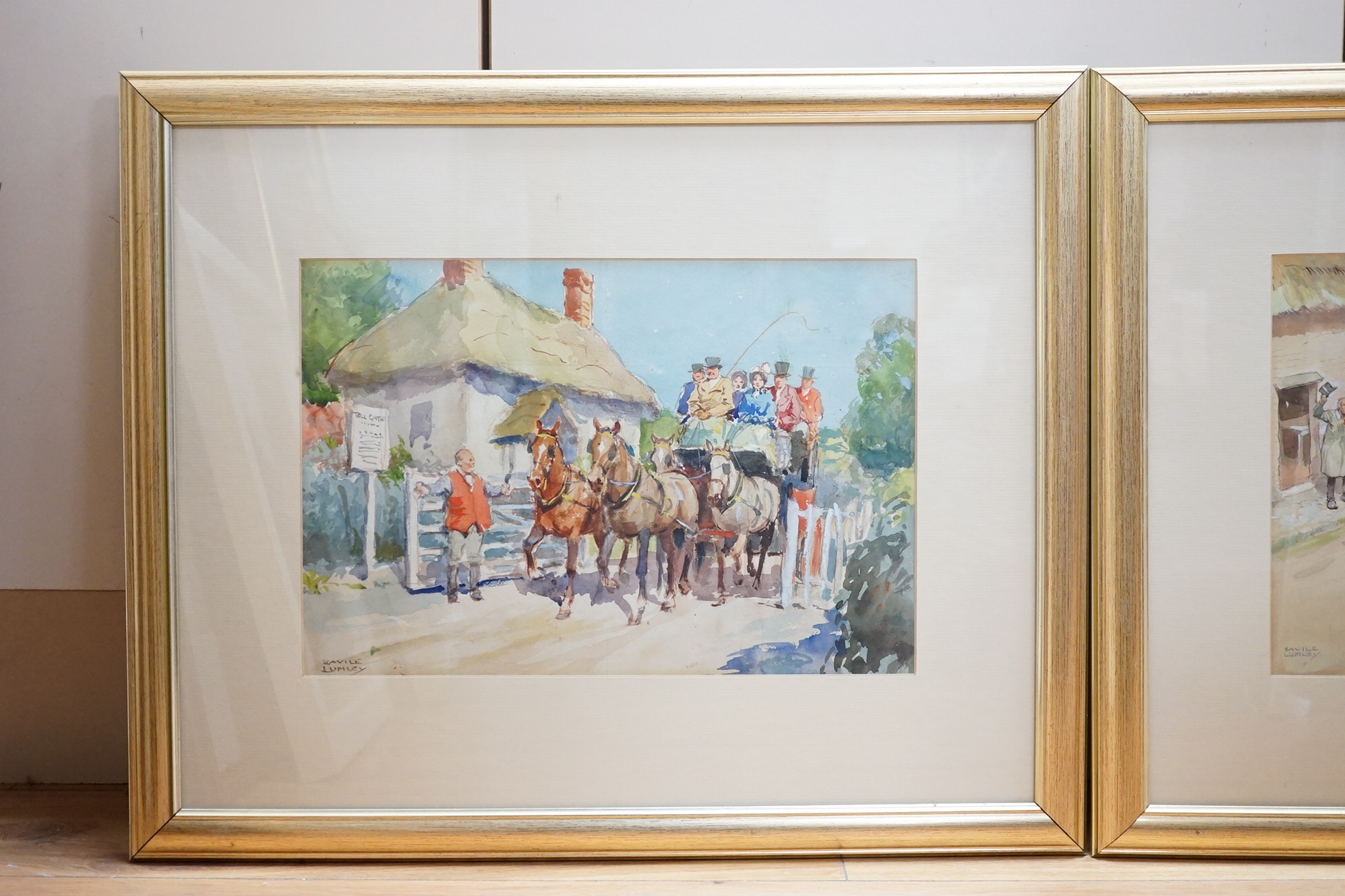 John Savile Lumley (1876-1960), pair of watercolours, Coaching scenes, each signed, 23 x 35cm. Condition - fair to good